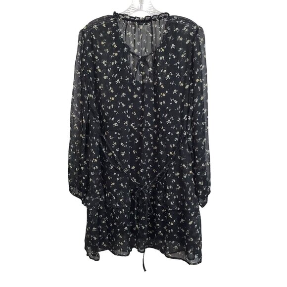 Abercrombie Fitch Dress XLP Petite XL Floral Tiered Chiffon Sheer Puff Sleeve - Picture 3 of 11